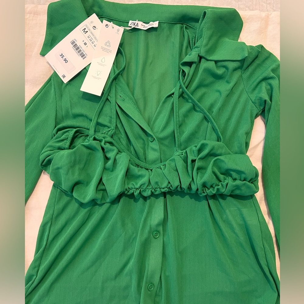 Zara 2 piece sheer button up with bralette